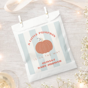 Sachets En Papier Petite Citrouille Rayures Bleues Garçon Baby Showe