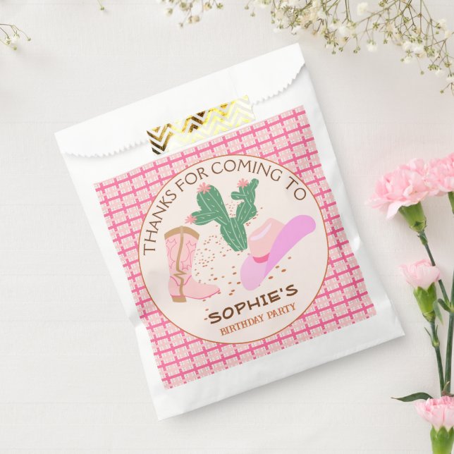 Sachets En Papier Petite cowgirl cool et cactus fête d'anniversaire (Scellé)