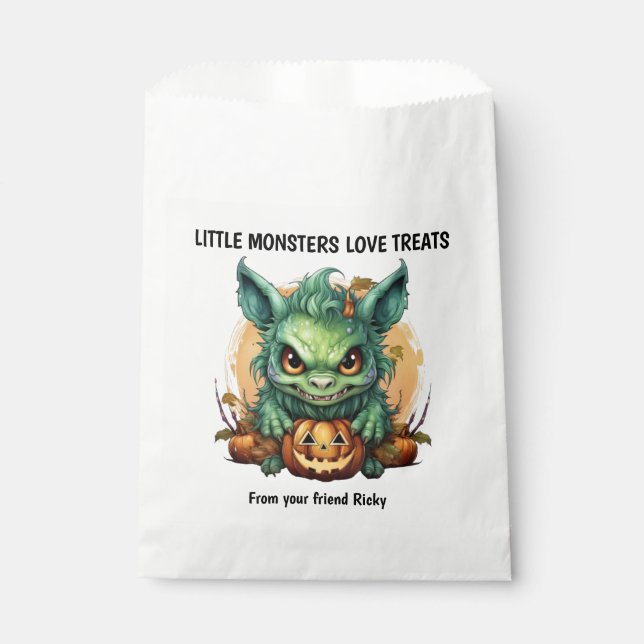 Sachets En Papier Petite créature verte Monster Halloween (Devant)