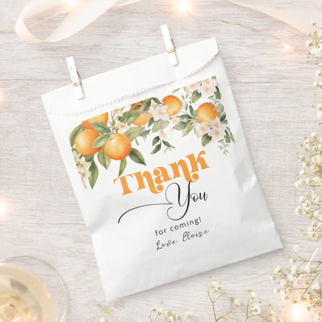 Sachets En Papier Petite cutie agrumes oranges anniversaire merci (Coupé)