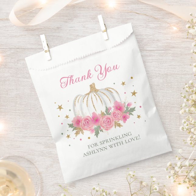 Sachets En Papier Petite fille Citrouille Bébé Saupoudrer Merci (Coupé)