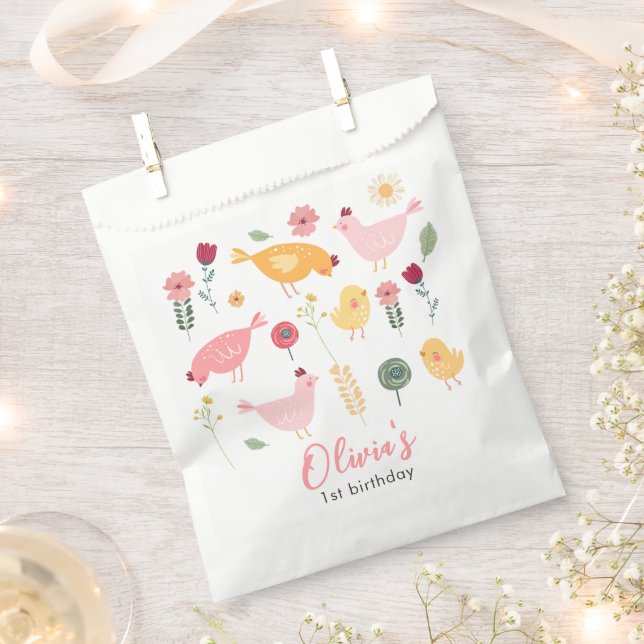 Sachets En Papier Petite Fille De Poulets Ferme Pâques Poulet Annive (Coupé)