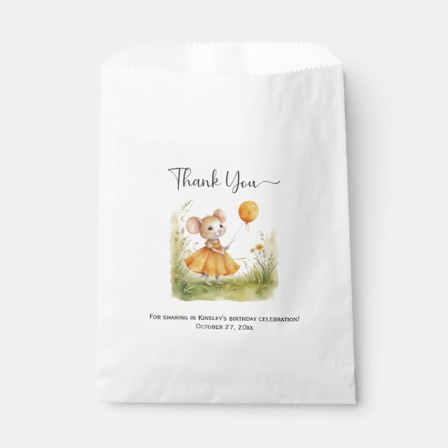 Sachets En Papier Petite souris de fille Whimsical Anniversaire | (Devant)