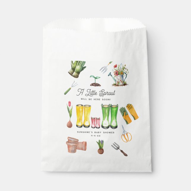 Sachets En Papier Petites Bottes rose Baby shower de jardinage (Devant)