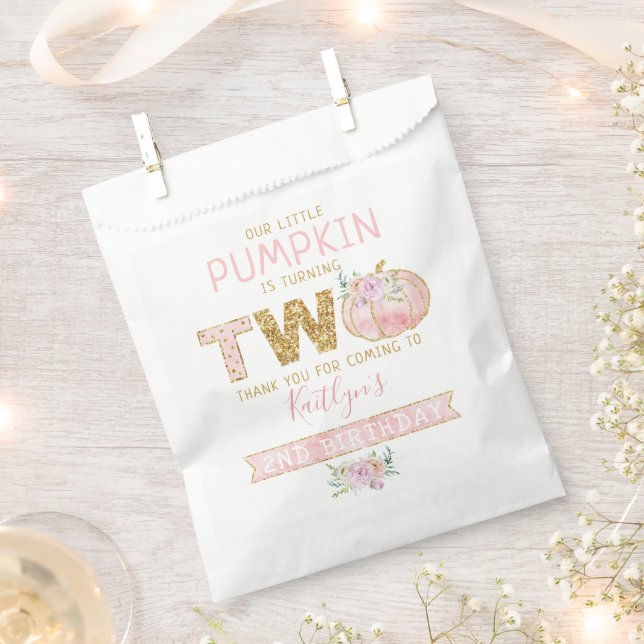 Sachets En Papier Petites filles Citrouilles 2e anniversaire (Coupé)