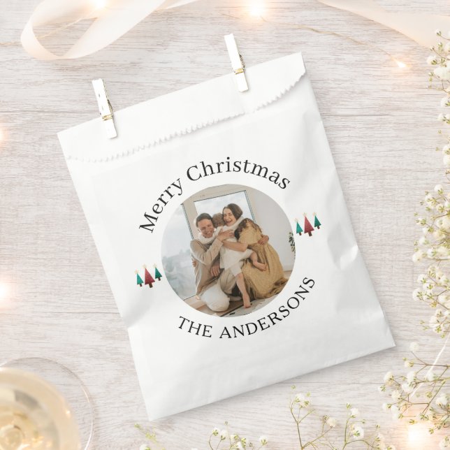 Sachets En Papier Photo famille Noël (Coupé)