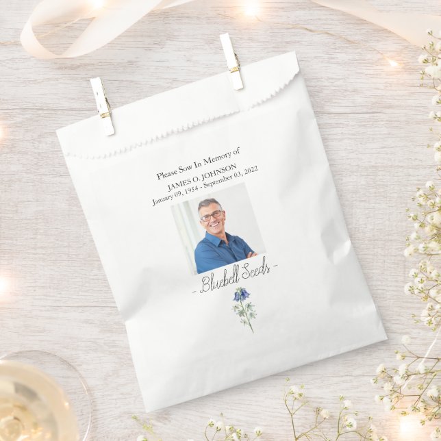 Sachets En Papier Photo Memorial Bluebell Seed Funeral (Coupé)