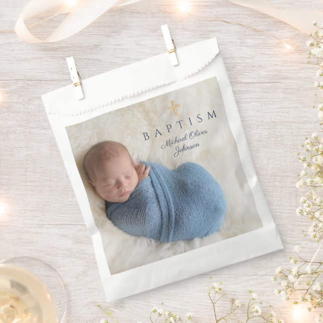 Sachets En Papier Photo moderne Blue Boy Baptism (Coupé)