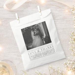 Sachets En Papier Photo officielle Feuille noir blanc Mariage
