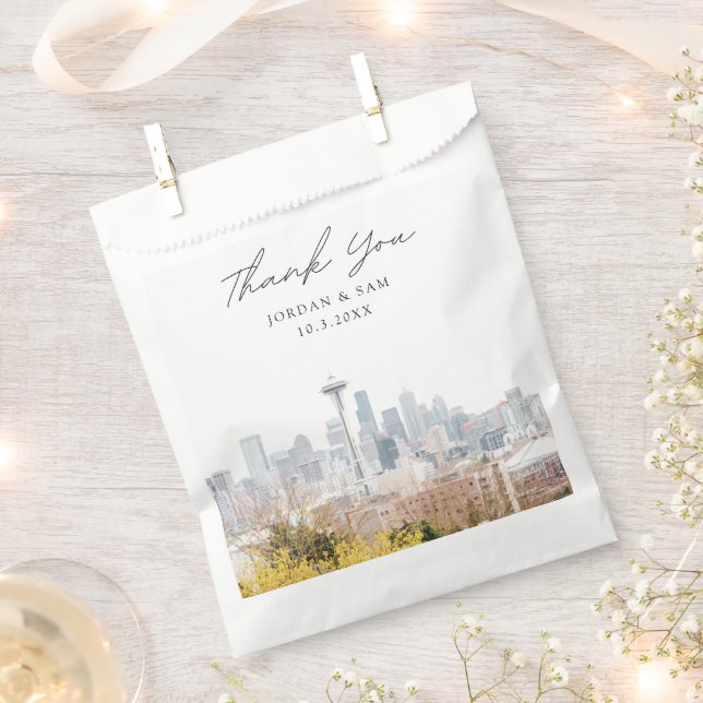 Sachets En Papier Photo personnalisée du Mariage Seattle (Coupé)