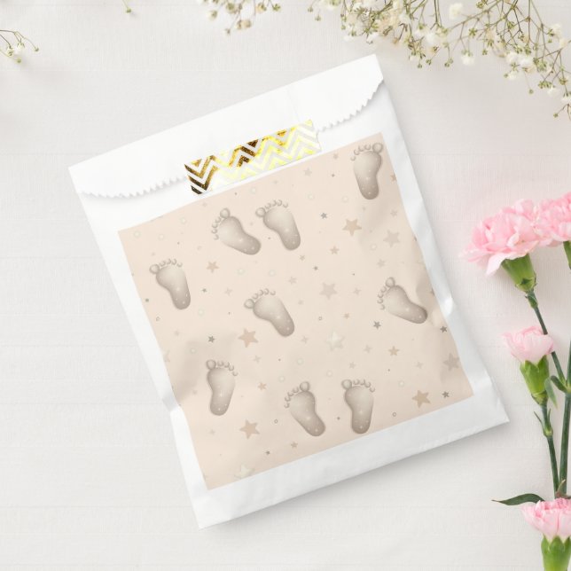 Sachets En Papier Pieds bébé garçon fille douche beige (Scellé)