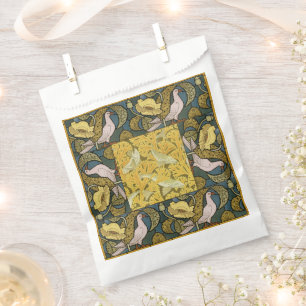 Sachets En Papier Pigeon Blue Yellow Fish Art Nouveau