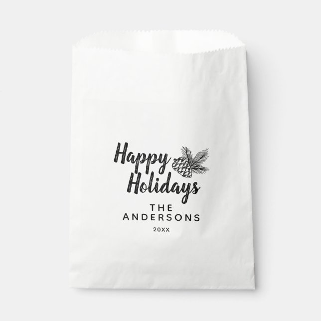 Sachets En Papier Pine Rustique Cône Joyeux Vacances Famille Cadeau (Devant)