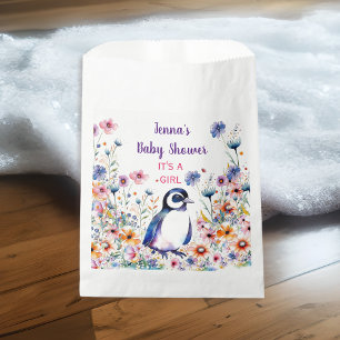 Sachets En Papier Pingouin bébé en fleurs C'est une fille BABY SHO