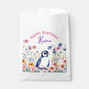 Sachets En Papier Pingouin en fleurs Fille Anniversaire Personnalisé