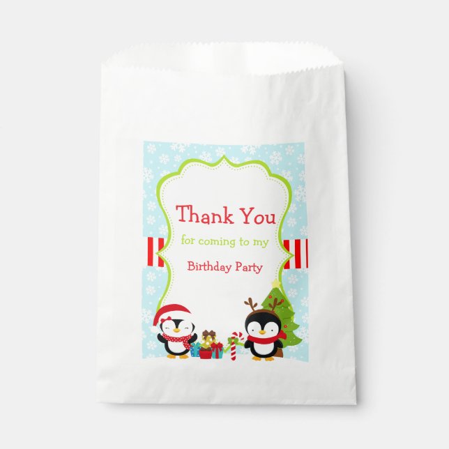Sachets En Papier Pingouins mignons d'hiver (Devant)
