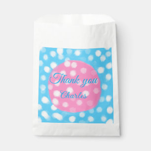 Sachets En Papier Pink bleu ciel blanc pois merci ajouter nom