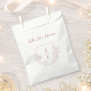 Sachets En Papier Pink Cherry Blossom Monogram Crest Me ramener à la