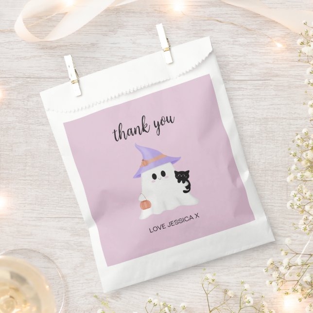 Sachets En Papier Pink Cute Ghost Halloween Merci d'anniversaire (Coupé)