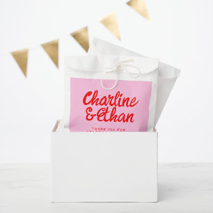 Sachets En Papier Pink Pastel écriture manuscrite Rétro mariage Favo