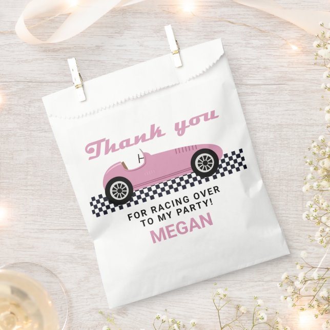 Sachets En Papier Pink Race Voiture Course Anniversaire Fête Favoris (Coupé)