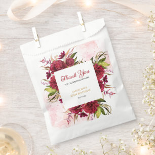 Sachets En Papier Pink Splash Bourgogne Dahlia Rose Anniversaire