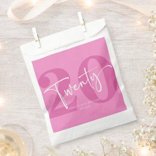 Sachets En Papier Pink Vingt-vingtième 20e fête d'anniversaire