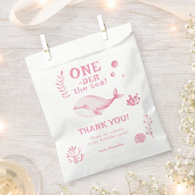 Sachets En Papier Pink Whale Oneder The Sea 1st Birthday  (Coupé)