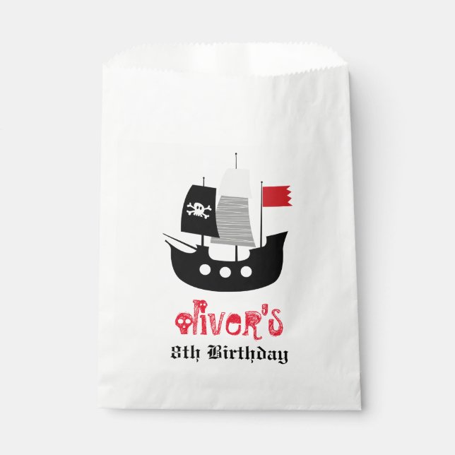 Sachets En Papier Pirate Ship Skeleton Boy Anniversaire Fête Favoris (Devant)
