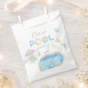 Sachets En Papier Piscine d'aquarelle Piscine de fête d'anniversaire