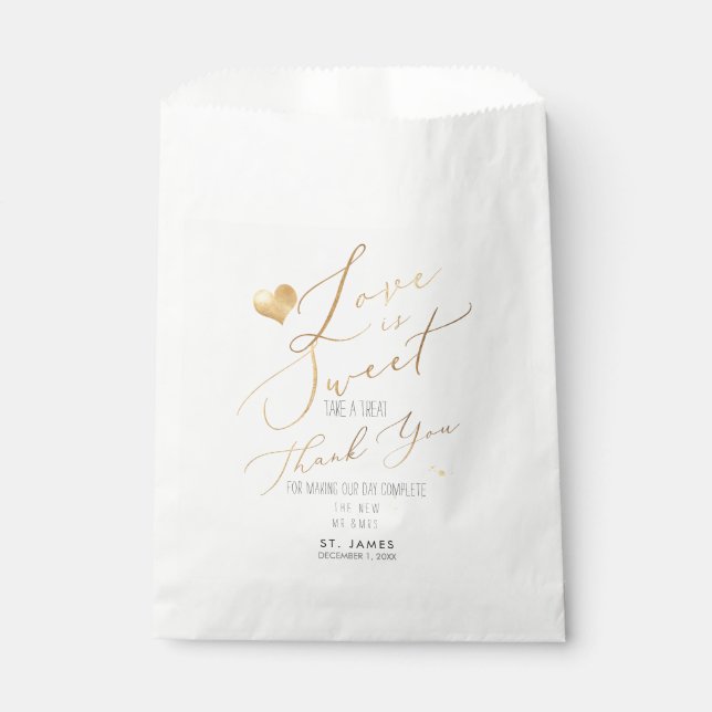 Sachets En Papier PixDezines LOVE IS SWEET+FAUX GOLD HEART (Devant)