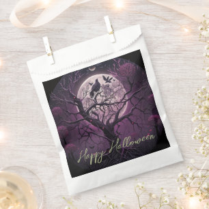 Sachets En Papier Pleine lune Ciel Violet Oiseaux Joyeux Halloween