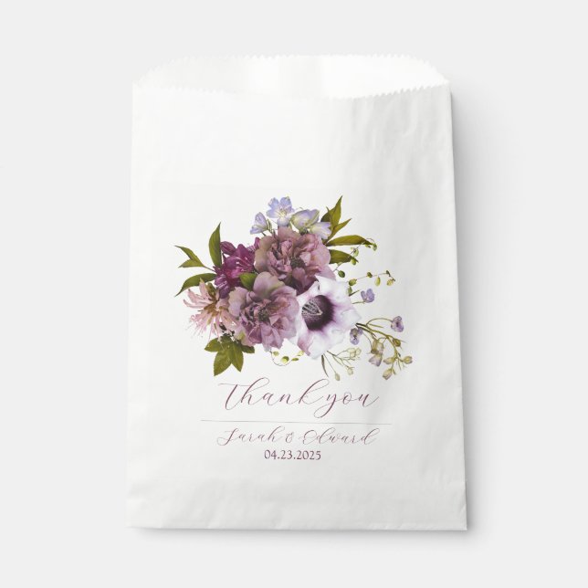 Sachets En Papier Plum pourpre de l'aubergine Floral (Devant)