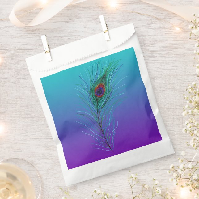 Sachets En Papier Plume de paon de turquoise à violet (Coupé)