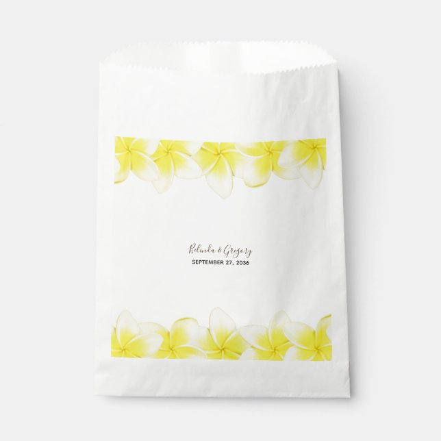 Sachets En Papier Plumeria jaune Frangipani Mariage (Devant)