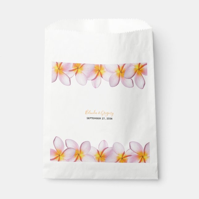 Sachets En Papier Plumeria rose Frangipani Mariage (Devant)