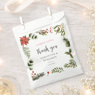 Sachets En Papier Poinsettia Verdure Floral Mariage d'hiver