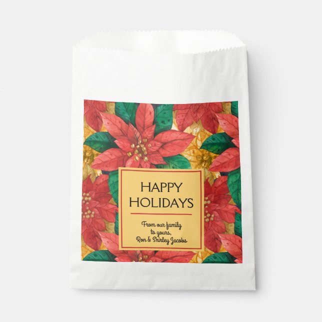 Sachets En Papier Poinsettias Noël Floral (Devant)