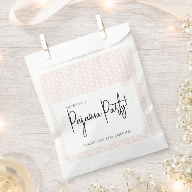 Sachets En Papier Points Polka Nuit Rose Pâle Doux  (Coupé)