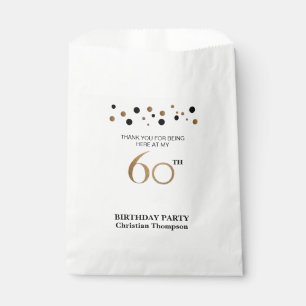 Sachets En Papier Polkadot Noir Or Personnalisé 60e anniversaire