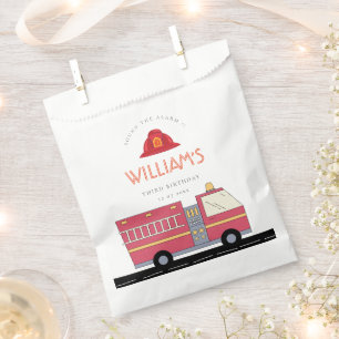 Sachets En Papier Pompier rouge Alarme Camion Fournitures d'annivers