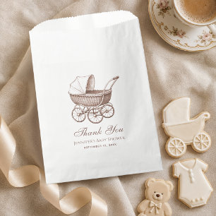Sachets En Papier Poussette Vintage Marron Sépia Baby Shower