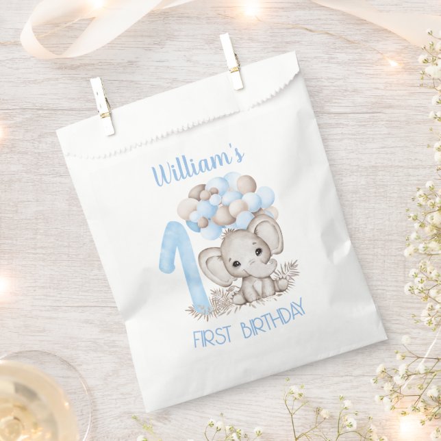 Sachets En Papier Premier anniversaire garçon mignon éléphant Favori (Coupé)