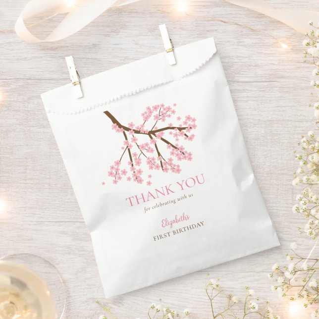 Sachets En Papier Premier Anniversaire Printemps Cerise Fleurs Flora (Coupé)