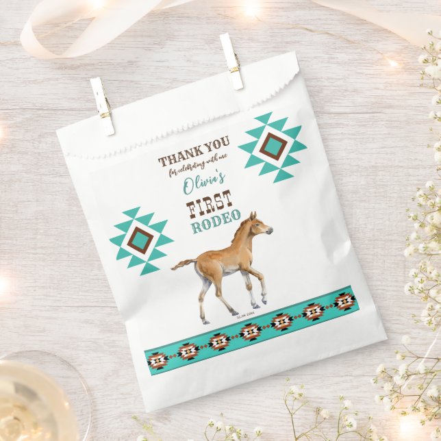 Sachets En Papier Premier rodéo sud-ouest turquoise cheval de campag (Coupé)