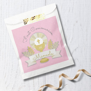 Sachets En Papier Première sainte communion rose