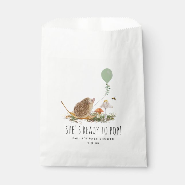Sachets En Papier Prêt pour la pop champignons Hérisson Baby shower (Devant)