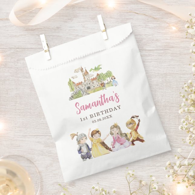 Sachets En Papier Princesse et Chevaliers Anniversaire (Coupé)