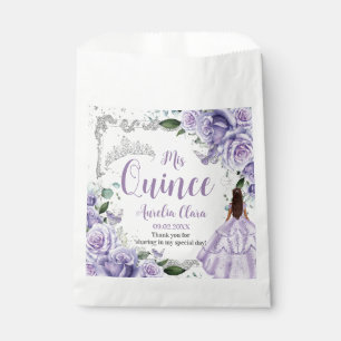 Sachets En Papier Princesse Fleur Violette Argent Quinceañera 16 15