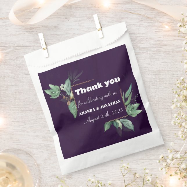Sachets En Papier Purple Moderne Verdure Personnalisée Mariage Favor (Coupé)